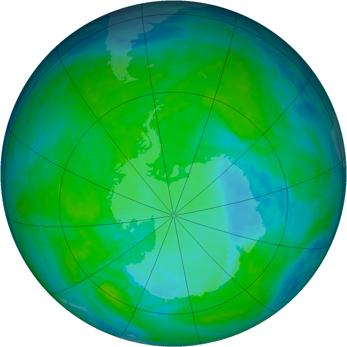 Antarctic ozone map for 11 December 1993